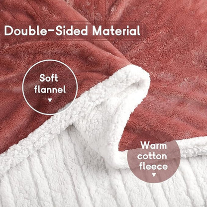 Heated Blanket Electric Blanket Full Size 72''x84'' with 9 Heating Levels, 1-10 Hour Auto Shut Off, Machine Washable, Flannel & Sherpa Soft Warming Blanket for Couch, Bed, Office - Brick Red