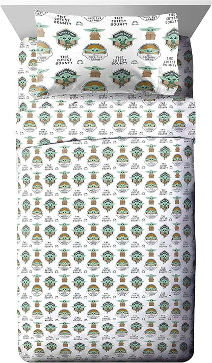 Jay Franco Star Wars The Mandalorian The Child 5 Piece Full Bed Set - Includes Reversible Comforter & Sheet Set - Bedding Features Baby Yoda - Super Soft Fade Resistant Microfiber