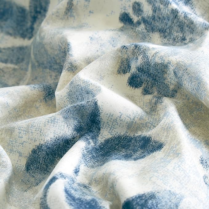 Chezmoi Collection Monica 3-Piece Boho Floral Comforter Set, Full - Blue Gray White Tropical Flower Textured Printed Microfiber Lightweight Bedding Set