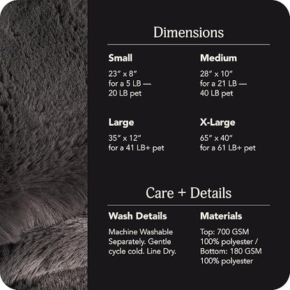 UnHide Floof Pet Bed - XL (40"x14") - Extra Soft Dog Bed - Removable Faux Fur Cover - Machine Washable - Helps Ease Pet Anxiety & Provides The Perfect Sleep, Charcoal Charlie