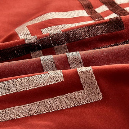 Chezmoi Collection Arden 7-Piece Modern Pleated Stripe Embroidered Zigzag Bedding Comforter Set (California King, Spice/Brown/Coffee Cream)