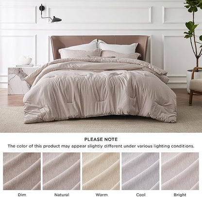 Bedsure Queen Comforter Set - Warm Taupe Soft Bedding for All Seasons, Cationic Dyed Bed Set, 3 Pieces, 1 Queen Size Comforter (90"x90") and 2 Pillow Shams (20"x26"+2")