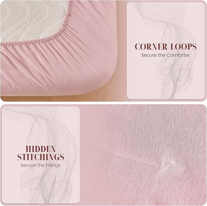DECMAY Full Comforter Set with Sheets, 7 Pieces Pink Full Bedding Set, Cationic Dyeing Bed in a Bag with Comforter, Flat Sheet, Fitted Sheet, Pillowcase and Pillow Sham (Full, Pink) | full comforter set, full bedding set, full bed set