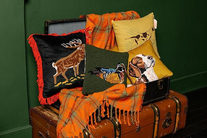 Camp Wandawega Wood Duck Hook Throw Pillow, Vintage Lodge Decorative Pillow, 14" Square
