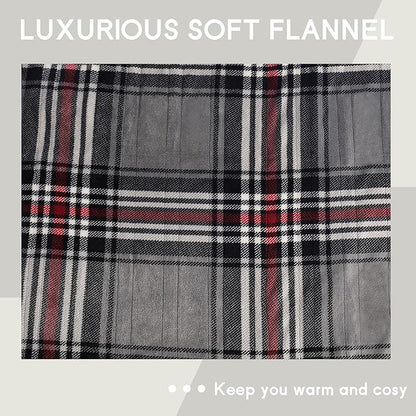 Heated Blanket Electric Blanket Full Size 72''x84'' with 10 Heating Levels, 12 Hour Auto Shut Off, Machine Washable, Flannel & Sherpa Soft Warming Blanket for Couch, Bed, Office - Gray & Red