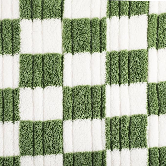 Electric Heated Blanket Full Size 72"×84" with 9 Heating Levels & 1-10Hs Auto Off, Checkered Plaid Double Sided Sherpa, Energy Efficient, Machine Washable, for Couch & Bed, Light Green