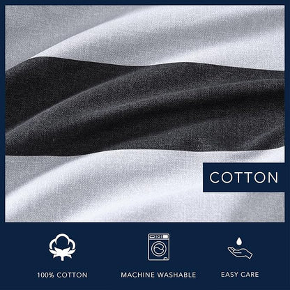 Nautica- Queen Comforter Set, Cotton Reversible Bedding Set, All Season Designer Home Décor (Lawndale Grey, Queen)