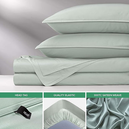 King Sheets by Pure Bamboo, Genuine 100% Organic Viscose Derived from Bamboo Bed Sheet Set, Luxuriously Soft & Cooling, Double Stitching, 2 Year Quality Promise (King, Sea Glass)