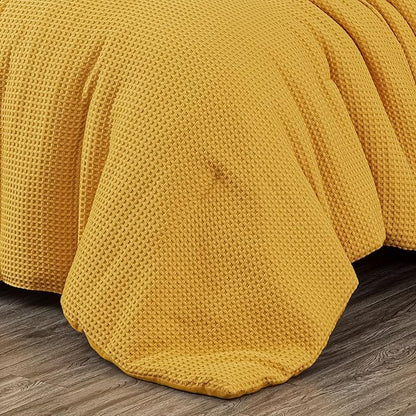 Chezmoi Collection Wilmer 3-Piece Full Comforter Set, Gold, Soft and Cozy Lightweight Waffle Weave Comforter Bedding for All Season