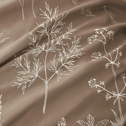 Love's cabin Light Taupe Full Comforter Set - Full Size Comforter Set, 3 Pieces Cute Floral Bedding Sets for All Seasons,1 Soft Reversible Botanical Flowers Comforter and 2 Pillow Shams