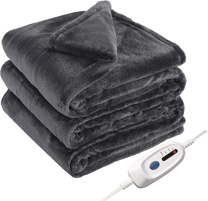 Electric Heated Blanket Full Size 72"×84" with 9 Heating Levels & 1-10Hs Auto Off, Single Control Large Heating Heater Blankets, Cozy for Bed & Sofa, Energy Efficient, Machine Washable, Dark Gray