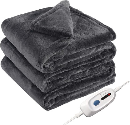 Electric Heated Blanket Full Size 72"×84" with 9 Heating Levels & 1-10Hs Auto Off, Single Control Large Heating Heater Blankets, Cozy for Bed & Sofa, Energy Efficient, Machine Washable, Dark Gray