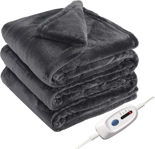 Electric Heated Blanket Full Size 72"×84" with 9 Heating Levels & 1-10Hs Auto Off, Single Control Large Heating Heater Blankets, Cozy for Bed & Sofa, Energy Efficient, Machine Washable, Dark Gray