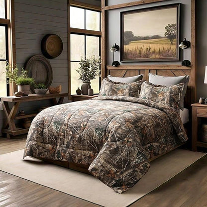 VISI-ONE Realtree Edge Camo Queen 3 Piece Comforter Set – Western Rustic Charm with Farmhouse Accents, All Season Design for Nature & Outdoor Lovers, Country Homes, Cabins, Lodges & Modern Living