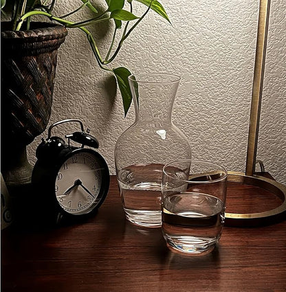 Lily's Home 26 oz Water Carafe, With Glass Cup as Lid, Bedside Water Carafe for Bedroom, Bathroom, or Kitchen, Ideal for Midnight Hydration and End Table Decor