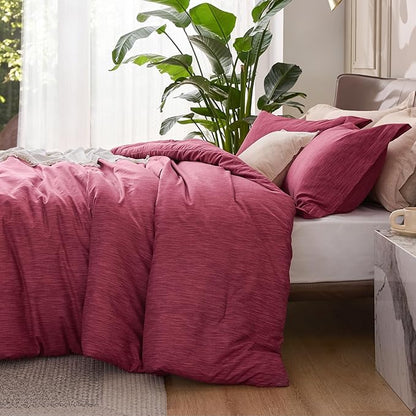 Bedsure Full Comforter Set - Dark Red Soft Bedding for All Seasons, Cationic Dyed Bed Set, 3 Pieces, 1 Full Size Comforter (82"x86") and 2 Pillow Shams (20"x26"+2")