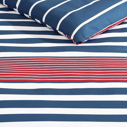 Nautica - King Comforter Set, Ultra Soft Bedding with a Woven Textured Feel, Medium Weight for Year Round Comfort, 3 Piece Bed Set with Matching Pillowcases (Kennedy Stripe Navy)