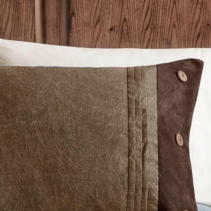 Madison Park Boone Cozy Comforter Set, Faux Suede, Deluxe Hotel Styling All Season Down Alternative Bedding Matching Shams, Decorative Pillow, California King (104 in x 92in), Rustic Brown 7 Piece