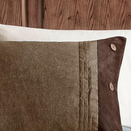 Madison Park Boone Cozy Comforter Set, Faux Suede, Deluxe Hotel Styling All Season Down Alternative Bedding Matching Shams, Decorative Pillow, California King (104 in x 92in), Rustic Brown 7 Piece
