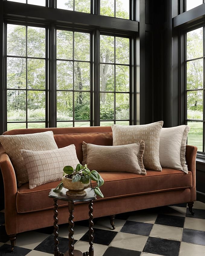 Loloi Magnolia Home by Joanna Gaines Liv Collection PMH0064 Beige 13'' x 21'' Cover Only Pillow