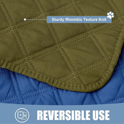 Smiry Waterproof Dog Bed Cover Pet Blanket, Soft Washable Dog Blanket for Furniture Bed Couch Sofa Reversible, Checkered (82"x120", Green/Navy)