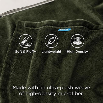 Bedsure GentleSoft Fleece Throw Blanket Olive Green - 300GSM Blankets for Couch, Sofa, Bed, Soft Lightweight Plush Cozy Throws for Toddlers, 50x60 inches