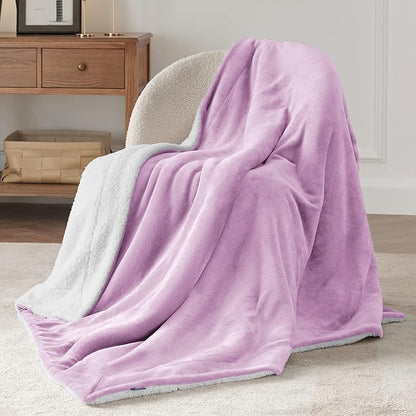 Bedsure GentleSoft Sherpa Fleece Throw Blanket for Couch - Thick and Warm Throw for Girls and Women, Soft Fuzzy Plush Kids Blanket for Winter, Non-Heated, Lilac, 50x60 Inches