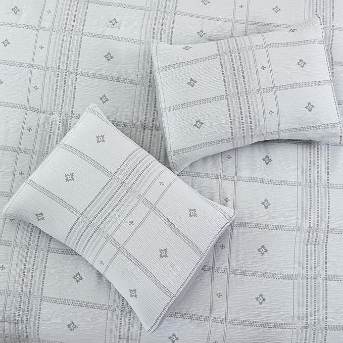 Modern Threads 5-Piece Jacquard Comforter Set, Elena King in Grey – Elegant Comforter, 2 Pillow Shams, and 2 Decorative Pillows