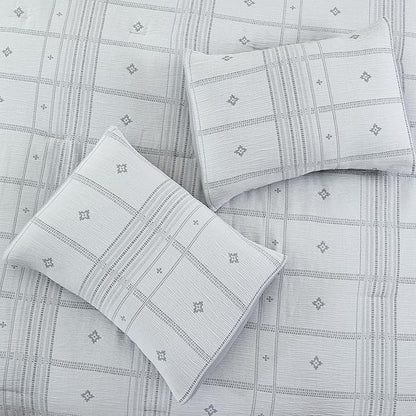 Modern Threads 5-Piece Jacquard Comforter Set, Elena King in Grey – Elegant Comforter, 2 Pillow Shams, and 2 Decorative Pillows
