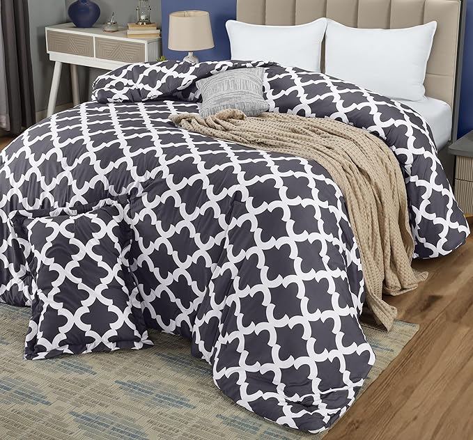 Twin Comforter Set 2 Piece Grey by Utopia Bedding, Printed Comforters Twin Size, Bedding Comforters Sets, Down Alternative Soft Bed Set, 1 Comforter (64 x 88 inches) 1 Pillow Shams (20 x 26 inches)