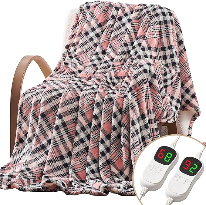 Homemate Electric Blanket Heated King Size - 100“x90“ Ultra Soft Cozy Flannel Heating Blanket with 10 Fast Heat Levels 8 Hours Auto Off Over-Heated Protection ETL Certification Keep Warm in Home
