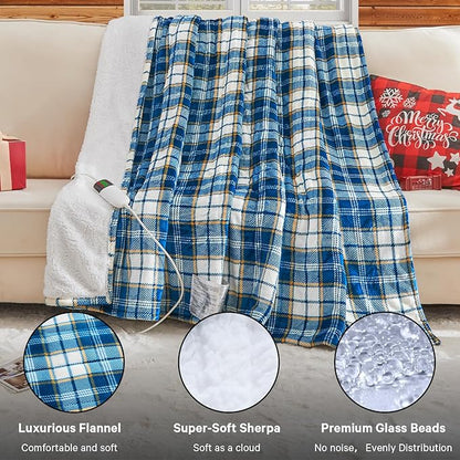 Heated Weighted Blanket for Adults Throw/Twin Size 13Lbs, 50"x60", 2-in-1 Electric Heating Pad Lap Heavy Blanket for 120-140lbs, 10 Heat Level 1-8H Auto-Off, Christmas Birthday Gifts for Women Mom Men