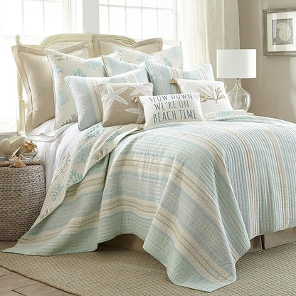 Levtex home Stone Harbor Decorative Pillow (14x18in.) - Beach Time - Blue, White, and Beige