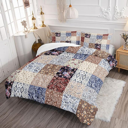 Colorful Flower Comforter Set Full Size 3 PCS Bed in a Bag,Cute Floral Bedding Set for Girls Teens,Ultra Soft Microfiber Comforter Bed Set with 3-Pieces, Flower Bedroom Decor All Season