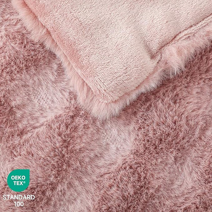 Heated Blanket Electric Throw- 50"x60" Soft Thick Bubble Electric Blanket for Sofa with 5 Heat Levels & 4 Hours Auto-Off Overheat Protection, Warm Cozy Gifts, Pink