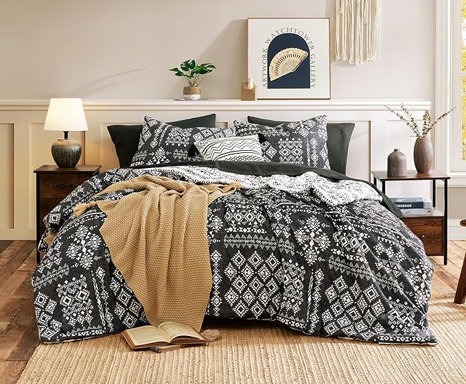 Geniospin Full Comforter Set - 7 Pieces Bed in a Bag, Comfortable Western Bedding Sets for All Seasons, Lightweight Soft Boho Comforter Bed Set with Sheets, Pillowcases & Shams