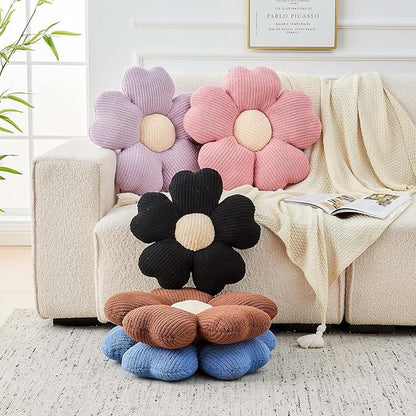Flower Throw Pillow, Cute Flower Shaped Pillow Decorative Throw Pillow for Bed Couch, Soft Daisy Pillows Floor Seating Cushion Cushions (14.9 Inch Blue)