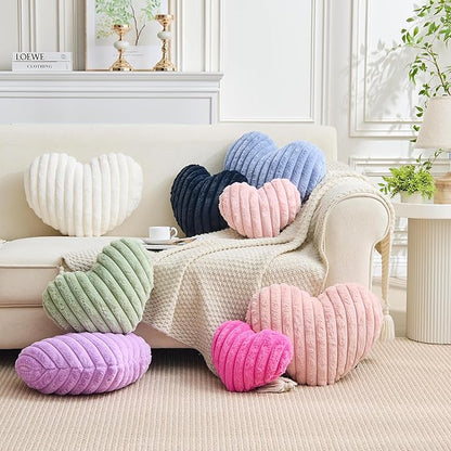 Heart Pillows Heart Decorative Pillow Soft Fluffy Heart Shaped Lavender Throw Pillows with Faux Rabbit Fur Aesthetic Room Decor Cute Pillow for Valentines Mother's Day