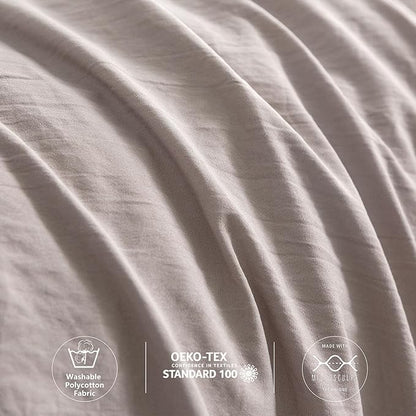 COTTEBED Ultra-Soft Twin Bedding Comforter Set, Lightweight But Warm All Season Use, Cozy Fluffy Washed PolyCotton Microfiber, Conforter & Pillowsham(Twin/Twin XL Size Signal Dorm Kid Bed Beige Brown)