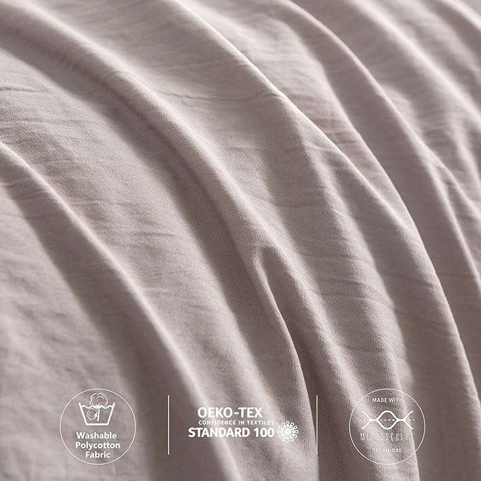 COTTEBED Ultra-Soft Queen Bedding Comforter Sets Bed, All Seasons Use Light Weight with Warm Fluffy Washable Cotton Microfiber,1 Bed Down Alternative Comforter & 2 Pillow Sham (Queen/Full Beige Brown)