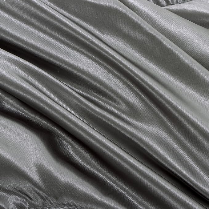 A Nice Night Satin Silky Soft Quilt Luxury Super Soft Microfiber Bedding Comforter Set, Light Weighted (Silver, King)