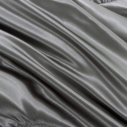 A Nice Night Satin Silky Soft Quilt Luxury Super Soft Microfiber Bedding Comforter Set Full/Queen, Light Weighted (Silver, Queen)