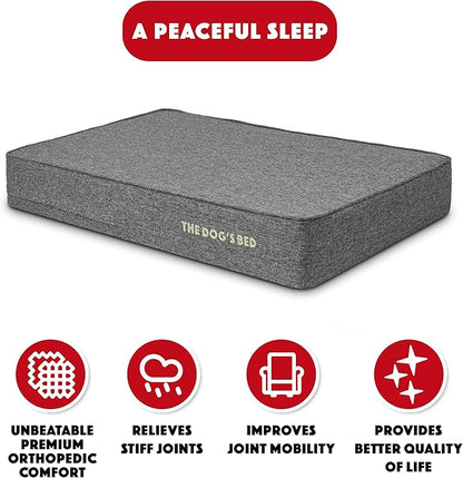The Dog’s Bed Orthopedic Memory Foam Dog Bed Mattress, Linen Fabric, Grey Linen, L, 6-Inch