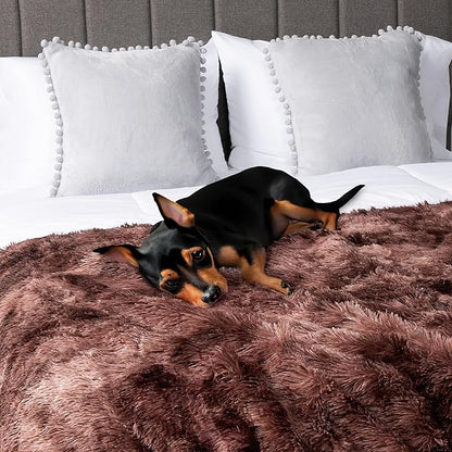PetAmi Waterproof Dog Blanket for Medium Large Dogs, Calming Fleece Cat Blanket, Couch Protector Washable Sherpa Faux Fur Pet Throw for Puppy, Soft Reversible Leakproof 40x60 Tie-Dye Brown