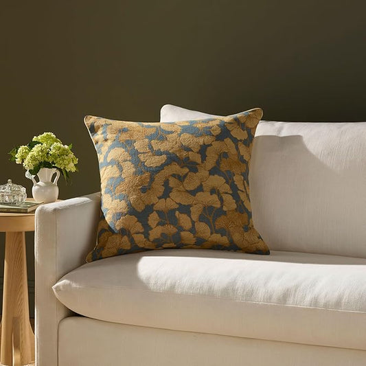 Loloi Chris Loves Julia Fawn Collection PCJ0032 Blue/Gold 22'' x 22'' Cover w/Poly Pillow