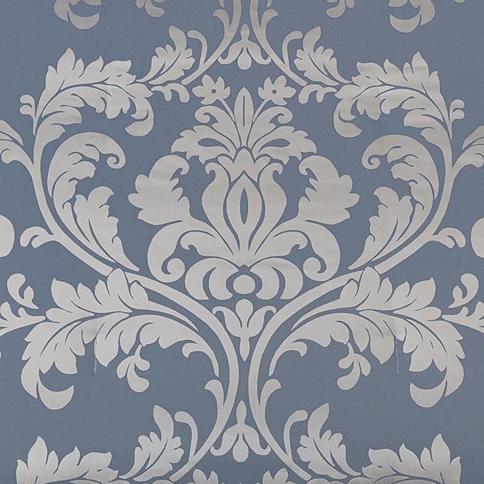 Chezmoi Collection Royale 7-Piece Jacquard Floral Comforter Set, King, Grayish Blue/Gray
