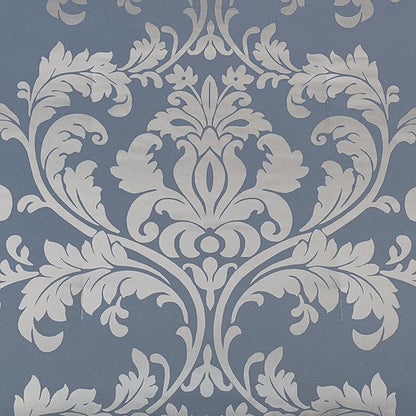 Chezmoi Collection Royale 7-Piece Jacquard Floral Comforter Set, California King, Grayish Blue/Gray