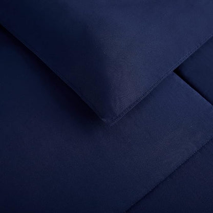 SERTA Simply Clean Ultra Soft Hypoallergenic Solid 3 Piece Comforter Set, King, Navy