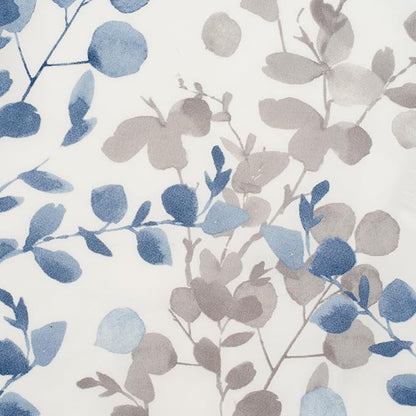 Chanasya Premium King Size Watercolor Leaf Vines Comforter Set – Soft Blue Gray Botanical Microfiber Bedding – 3 Piece Set with 1 Comforter and 2 Pillow Shams - King