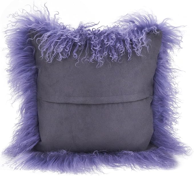 SARO LIFESTYLE Mongolian Lamb Fur Poly Filled Throw Pillow